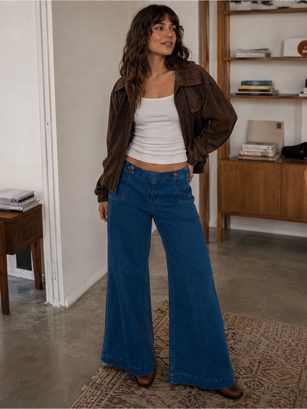 Express Jeans Mid Rise Wide Leg Flare Blue Denim Pants 12R